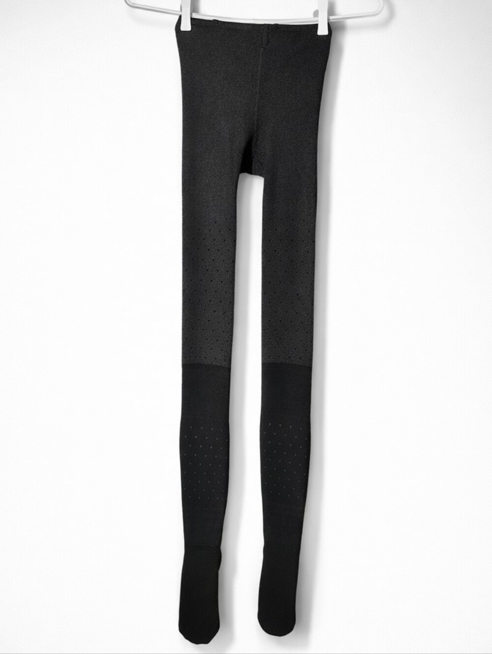 ​Pyour Black Knit Cotton Textured Pattern Mock Over-the-Knee Comfort Tights